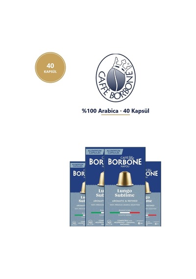 Caffe Borbone %100 Arabica 40 Kapsül 4x10 - Nespresso Uyumlu Alüminyum Kapsül Kahve