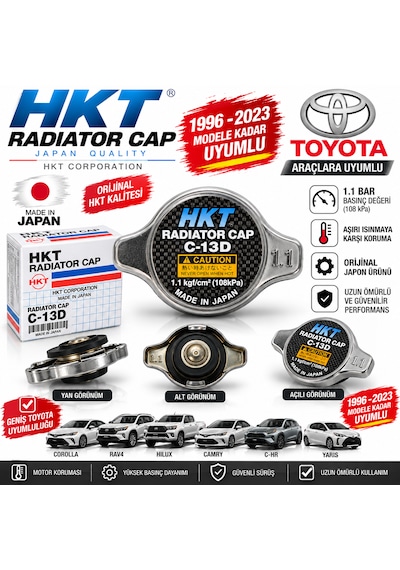 Toyota Araçlara Uyumlu  Hkt Marka Radyatör Kapağı 1996-2023 Model Uyumlu