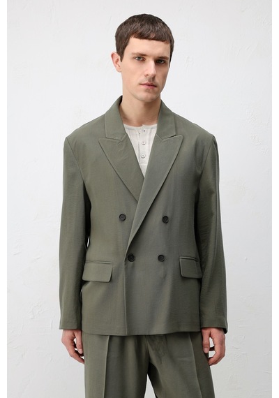 Antioch Modal Karışımlı Relaxed Fit Erkek Blazer Ceket Haki