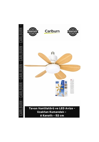 Özel Üretim Modern Şık Sessiz Tavan Vantilatörü Led Avize Uzaktan Kumandalı 6 Kanatlı 52 Cm