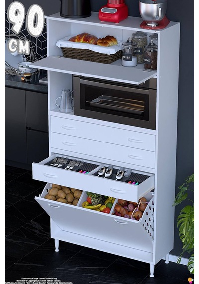 Asaf 90 Cm 2 Göz Sepetli Beyaz Mutfak Dolabı Tek Kapaklı Kahve Köşesi Organizer Dolap 90x194x32 Cm Asaf 90 Cm 2 Göz Sepetli Beyaz Mutfak Dolabı Tek Kapaklı Kahve Köşesi Organizer Dolap 90x194x32 Cm