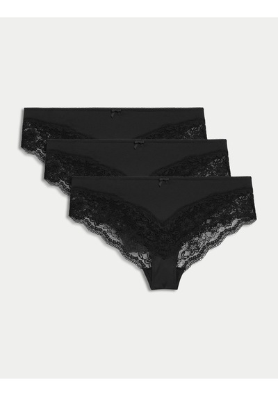 Marks & Spencer 3 Lü Dantel Detaylı Brazilian Külot Siyah