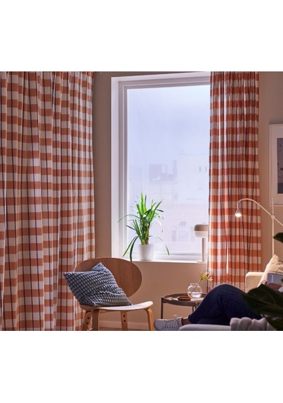 Ikea Glanshagtorn Tül Perde 300x300 Cm Beyaz-turuncu-mavi Çok Renkli