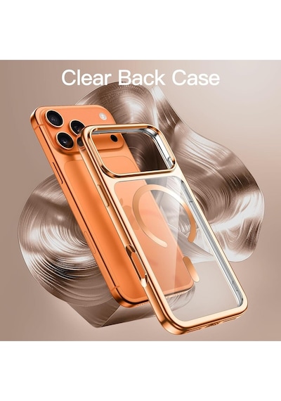 Teknomoda Apple Uyumlu iPhone 17 Pro Max Kılıf Kamera Çevresi Korumalı Renkli Magsafe Şarj Şeffaf Silikon Turuncu