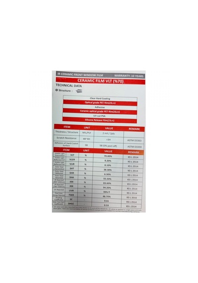 Guard Ceramic 7080 Ir Ön Cam Filmi Vlt %70 102 CM x 30 M Mt Nano Teknoloji