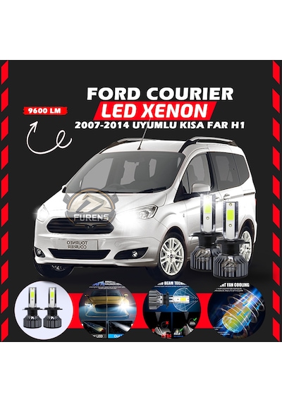 Ford Courier 2007-2014 Kısa Far Uyumlu Şimşek Etkili Led Xenon Pro Series H1