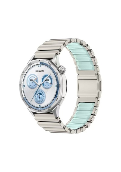Huawei Watch Huawei Gt 5 Pro 46mm Uyumlu Krd-151 22mm Metal Silikon Kordon - Gümüş-mavi