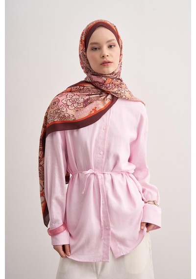 Carell Royal Bordo Vela Floş Şal Çok Renkli
