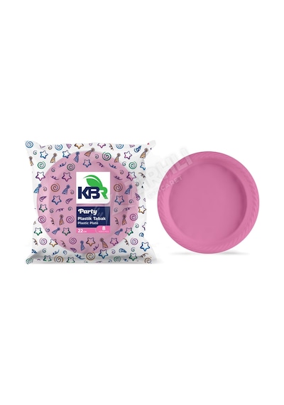 5 Adet Kbr Party Plastik Tabak 22 Cm Pembe 8'li