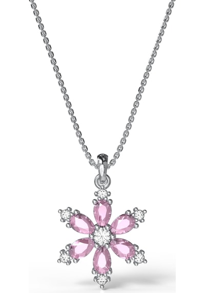 925 Ayar Pembe Kuvars Taşlı Rodyum Lotus Çiçeği Gümüş Kolye Rn10304 Gümüş