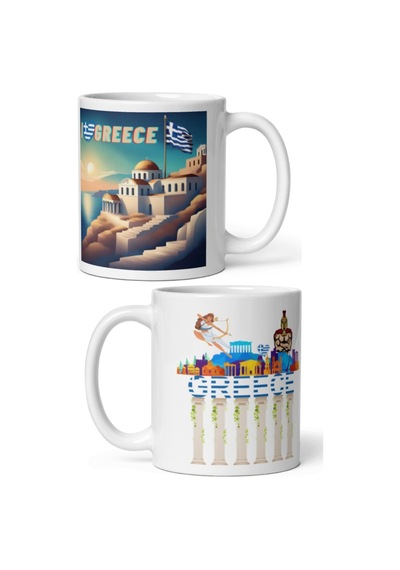 Yunanistan Kupa Bardak 2 Adet Seyahat Hatıra Greece Mug