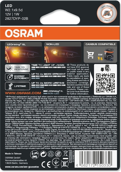 Osram W5w T10 Turuncu Led Park Ampulü 2827dyp-02b 1 Tk-2 Ad