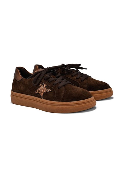 Venüs 2652451k Kadın Hakiki Süet Deri Yıldız Desen Sneaker Ayakkabı Kahve
