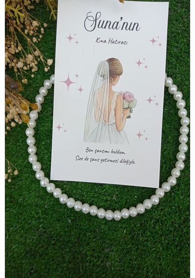 15 Adet İnci Kolye - 45 Cm - Kına Hediyesi - Nikah Hediye - Beyaz