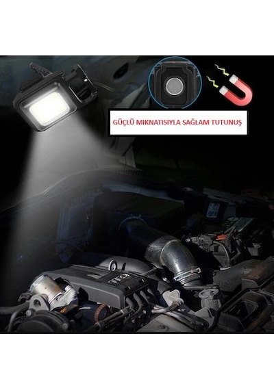 Led Lamba Mini 30 Ledli Mıknatıslı Şarjlı Askılı Anahtarlık Kamp Çadır Lambası Fener