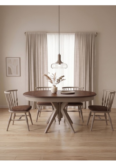 Vintera Açılır Oval Ahşap Mutfak Masası 80x120 Ceviz