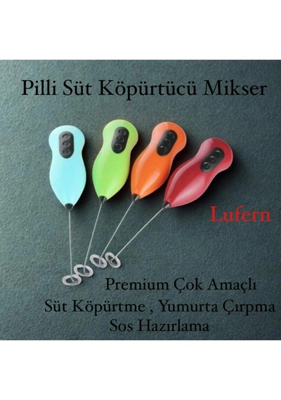 Premium Çelik Uçlu Pilli Mini Kahve Sos Krema Mama Yumurta Çırpıcı Karıştırıcı Süt Köpürtücü Mikser Çok Renkli