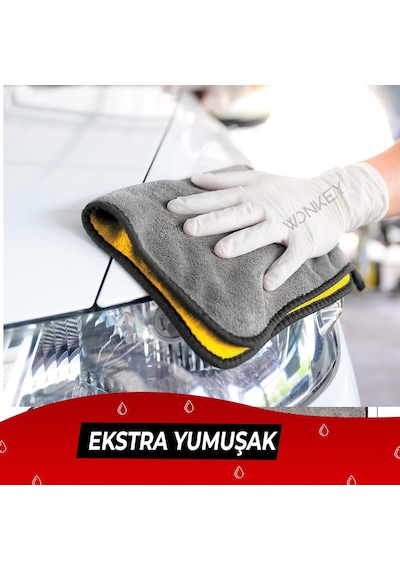 - Ultra Kalın Mikrofiber Oto Araba Yıkama Kurulama Havlusu 60x30 Cm, Orta Boy Çift Katlı Araç K