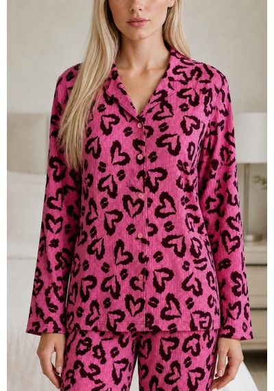 Kadın Casual Esnek Bol Lila Pijama Takımı 4672
