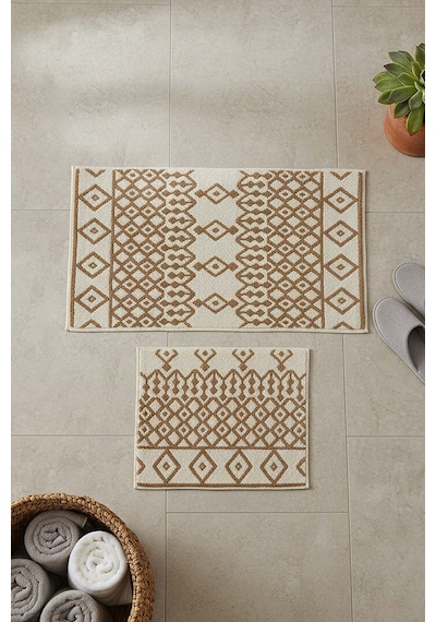 Etnik Desen 2 Li Banyo & Klozet Paspas Takımı Çok Renkli