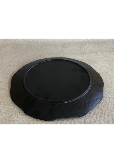 Melamin Yassı Yuvarlak Servis Tabağı Siyah 27cm - Melamin Tabak
