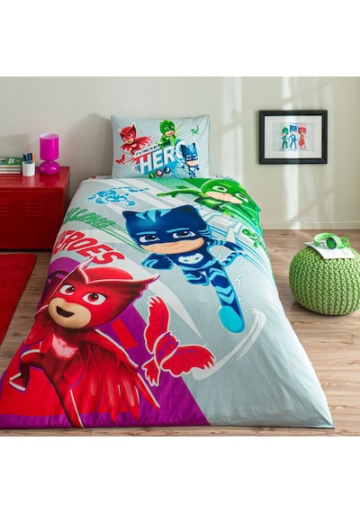 Taç Lisanslı Pj Masks Super Team Pamuk Tek Kişilik Nevresim Takımı 000000001000048891 Çok Renkli