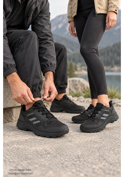 Muggo Torvex Kalın Taban Bağcıklı Kışlık Unisex Outdoor Trekking Bot Siyah