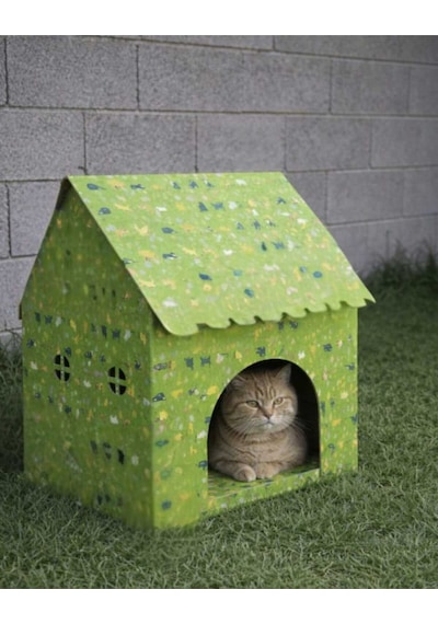 Kedi Evi Karton Baskılı Genişlik 35cm Uzunluk 48cm Derinlik 58cm