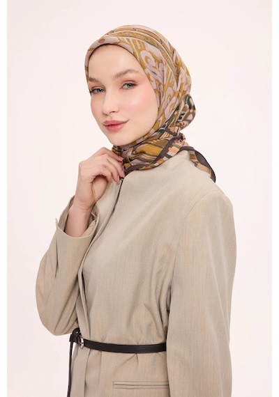 Silk Home Dört Mevsim Antik Motif Viskon Velora Eşarp 6419 Krem