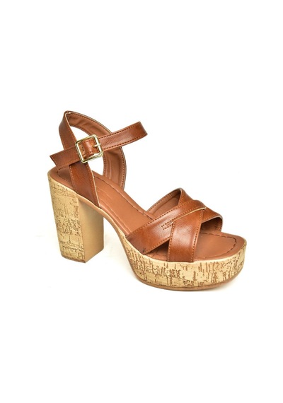Fox Shoes U996251509 Taba Platform Kalın Topuklu Kadın Ayakkabı Taba