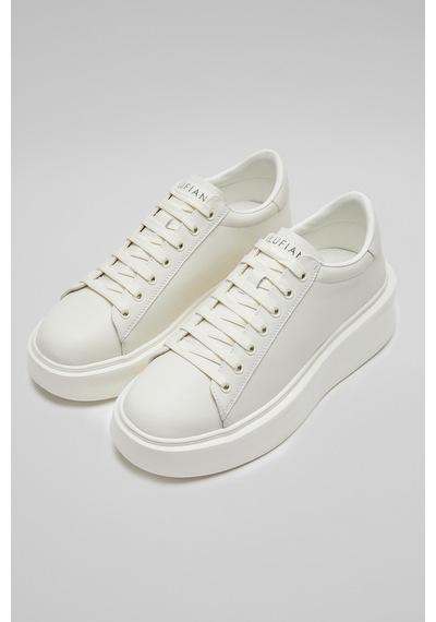 Güvener Lufian Gage Beyaz Erkek Deri Sneaker Ayakkabı Siyah
