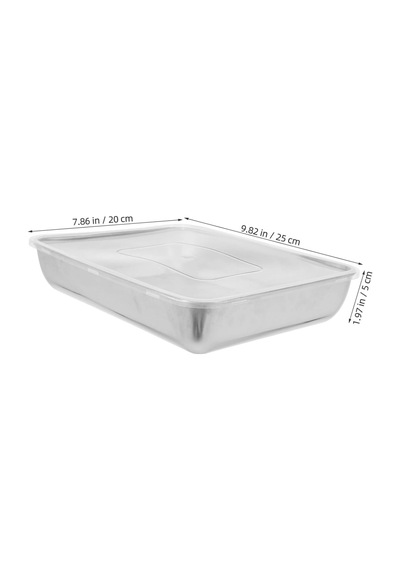 Çok Amaçlı Paslanmaz Çelik Fırın Ve Saklama Kabı 25x20x5 Cm Metalik