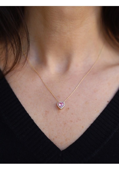 Yenigün Kuyumculuk 14 Ayar Altın Pembe Kalp Kolye 6530
