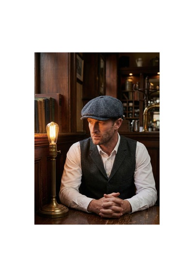 Emybox Erkek Kaşe 8 Köşe Kasket Şapka Klasik Retro- Peaky Blinders Tarzı Lastikli Standart Beden E