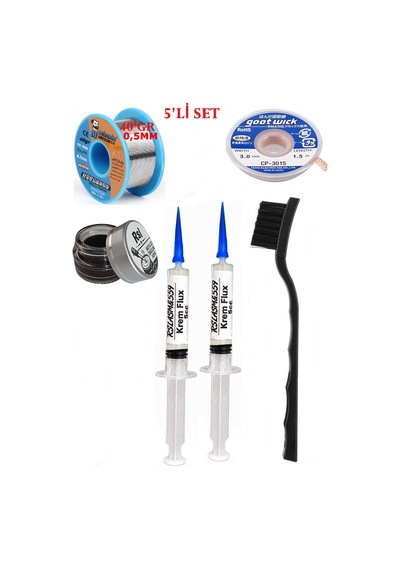 Lehimleme Seti 40 G 0,5 Mm Lehim Teli Cp-3015 Lehim Fitili Flux Lehim Toplama Fırça Seti Tk72