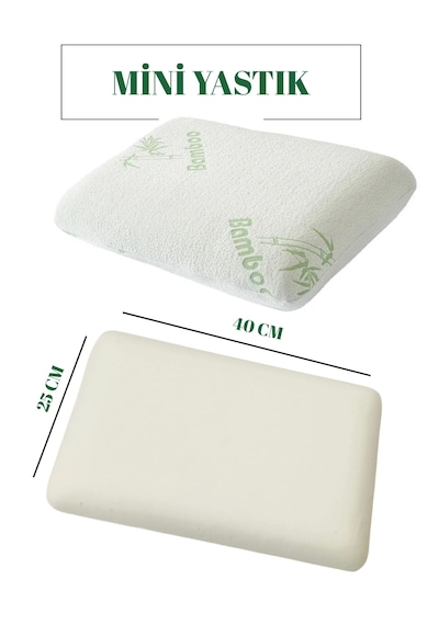 Simple The Pillow Ortopedik Mini Yastık Memory Foam Hafızalı Yastık Boyun Yastığı Seyahat Yastığı Bebek Araba Yastığı Bej - Beyaz