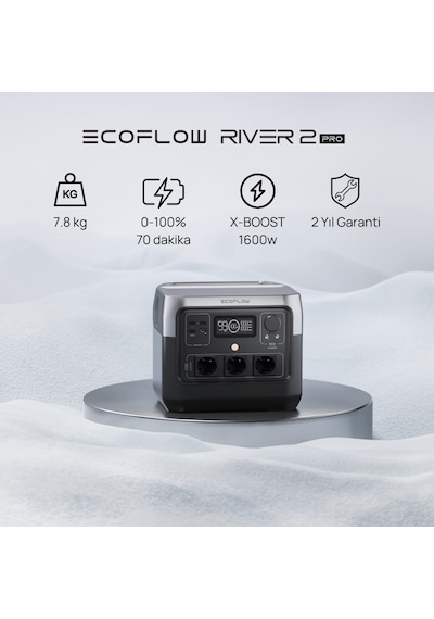 EcoFlow - RIVER 2 Pro Taşınabilir Güç Kaynağı - 768Wh Kapasite, 3x800W (X-Boost 1600W) Çıkış