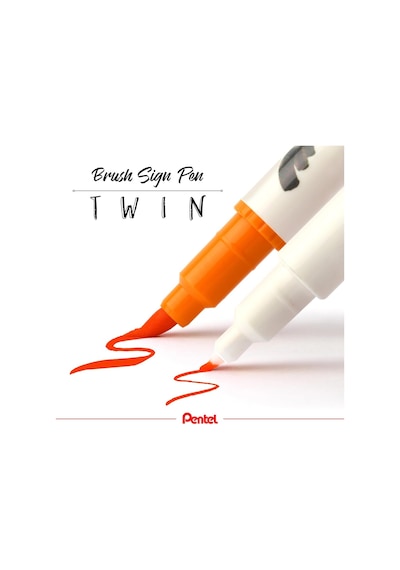 Pentel Brush Sing Pen Twin Çift Taraflı Fırça Uçlu Kalem Zeytin Yeşili