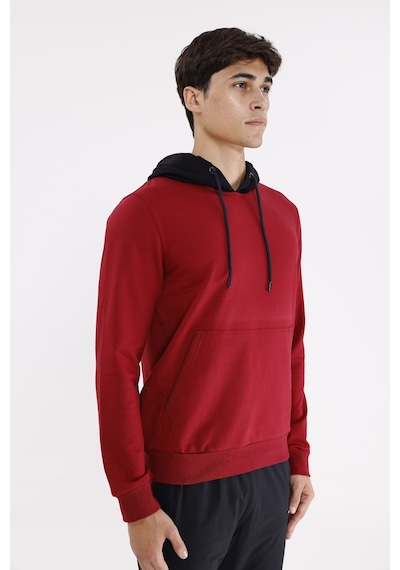 Rowinger Kanguru Cepli Ayarlanabilir Kordonlu Ribana Manşetli Rahat Kesim Kapüşonlu Sweatshirt Burgundy