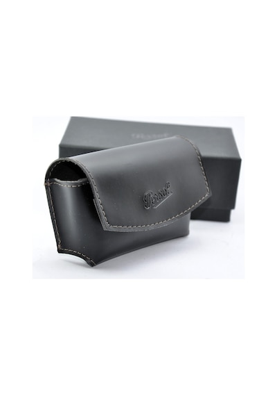 Black Leather Case Vıntage Siyah Deri Katlanır Gözlük Güneş Gözlüğü Saklama Kutusu Kılıf