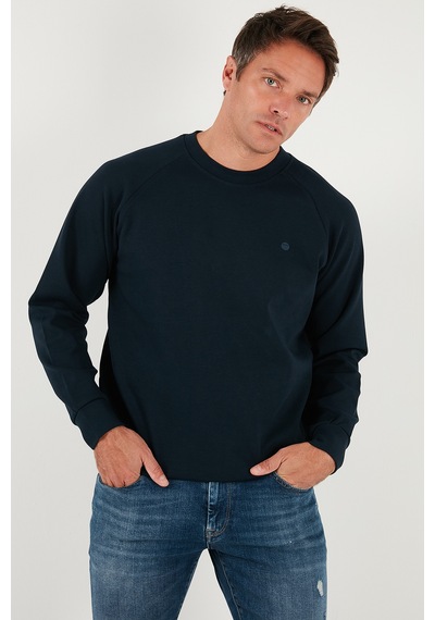 Buratti Streç Pamuklu Relaxed Fit Bisiklet Yaka Erkek Sweat 5901210 Lacivert