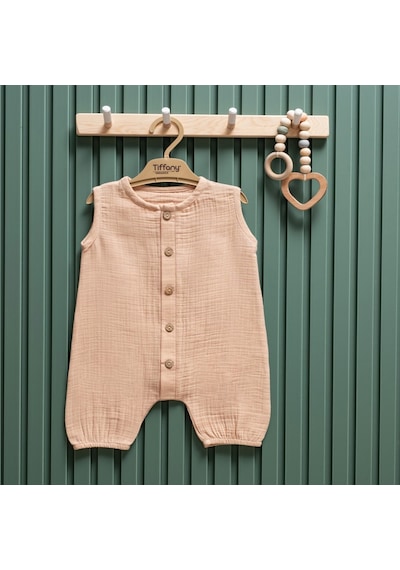 Tiffany Baby & Kids Tiffany Baby Müslin Theme Yarım Kol Uzun Tulum 26091 Bej