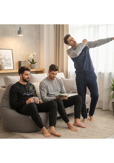 Bonbon Erkek Pamuklu Bohçalık Ve Çeyizlik 3 Adet 2'li Pijama Takımı Bb2481 Çok Renkli