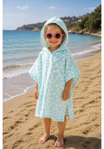 Müslin Çocuk Ve Bebek Panço Unisex Model - Bebek & Çocuk Plaj Ve Banyo Panço Turkuaz - 886580333 3-5 Yaş