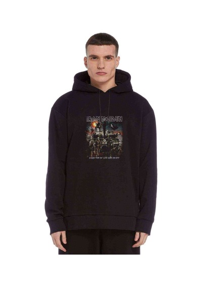 Maıden A Matter Of Baskılı Siyah Erkek Kapşonlu Sweatshirt