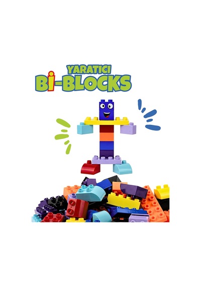 Bi-blocks 58 Parça Yaratıcı Blok Seti Tekerlekli Eğitici Yapı Oyuncağı 3+ Yaş