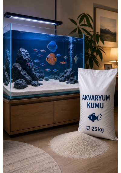 Doğal Akvaryum Kumu Açık Bej 25kg Ekonomik Paket İnce Taneli Elenmiş Tozdan Arındırılmış Fırında Kurutulmuş