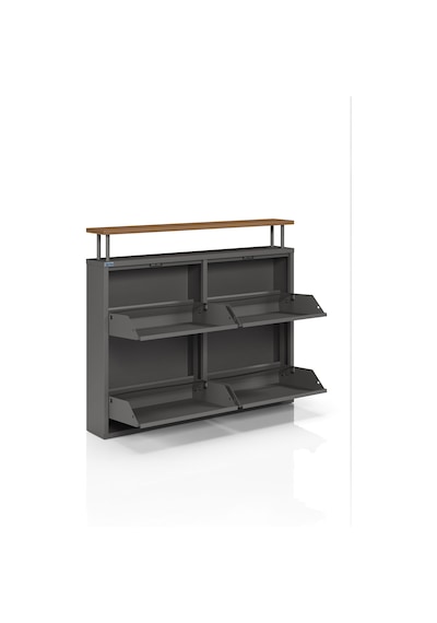 Ceha Tablalı 4'lü Metal Ayakkabılık - Füme K.AYK-2.4/AC/P 7979