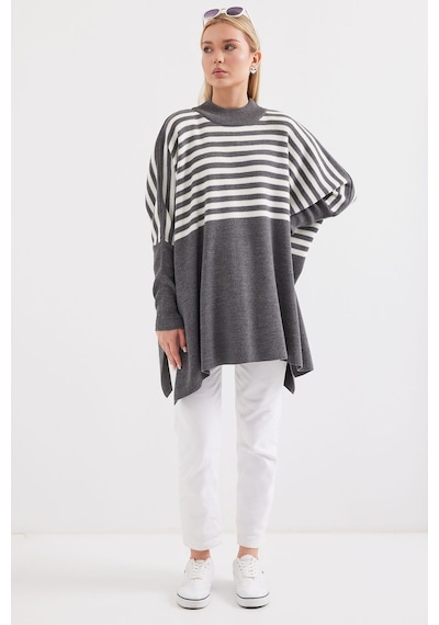 Hiccup Bdart Oversize Akrilik Bisiklet Yaka Kazak Gri