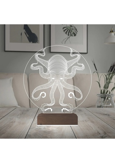 Luvivia Ahtapot Şekilli 3d Lamba - Masa Gece Lambası Şeffaf